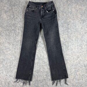 Rebecca Taylor La Vie Jeans Size 25 Crop Black Raw Hem Stretch